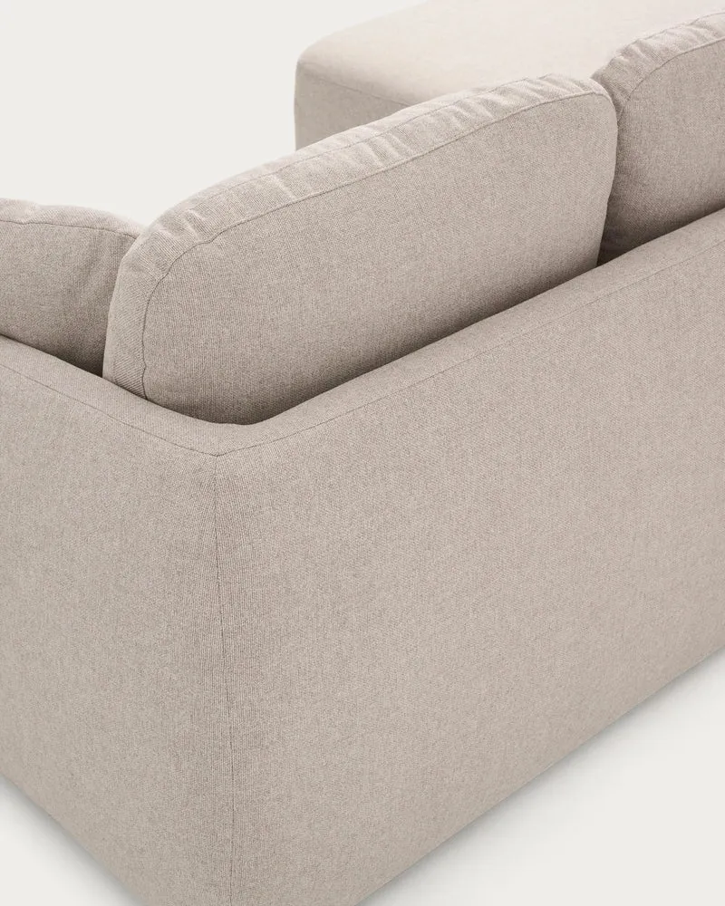 Laira 3-seater sofa bed with left chaise longue in beige chenille 246cm FSC Mix Credit