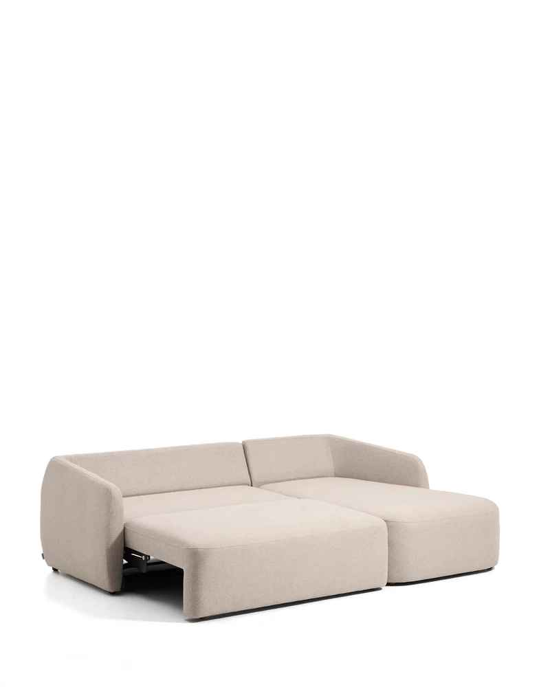 Laira 3-seater sofa bed with right chaise longue in beige chenille 246cm FSC Mix Credit