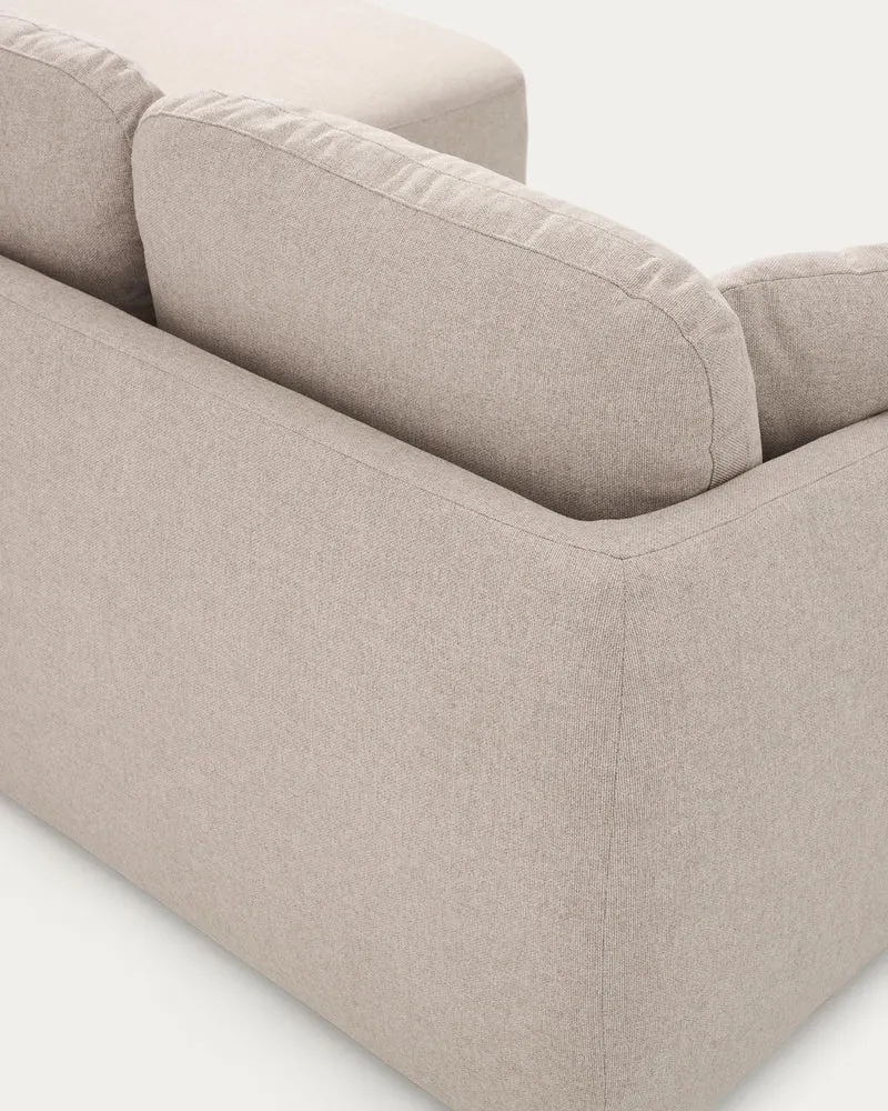 Laira 3-seater sofa bed with right chaise longue in beige chenille 246cm FSC Mix Credit