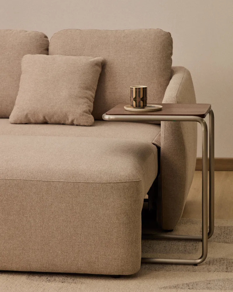 Laira 3-seater sofa bed in beige chenille 218cm FSC Mix Credit