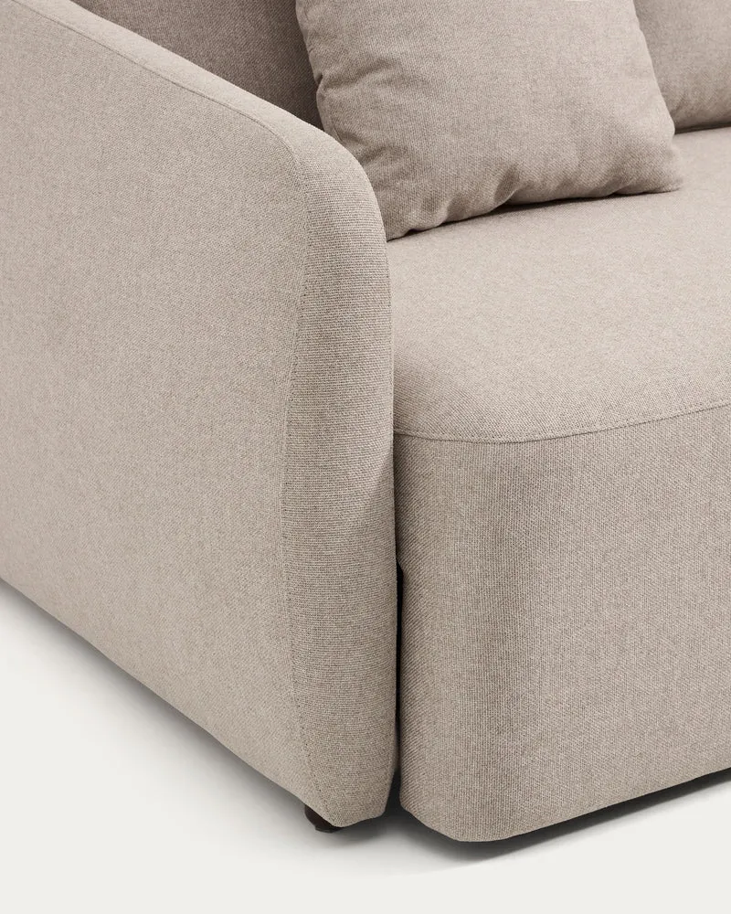 Laira 3-seater sofa bed in beige chenille 218cm FSC Mix Credit