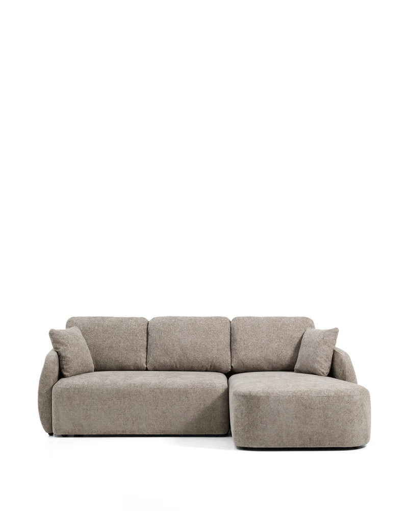 Laira 3-Seater Sofa Bed with Chaise Longue - Taupe Chenille