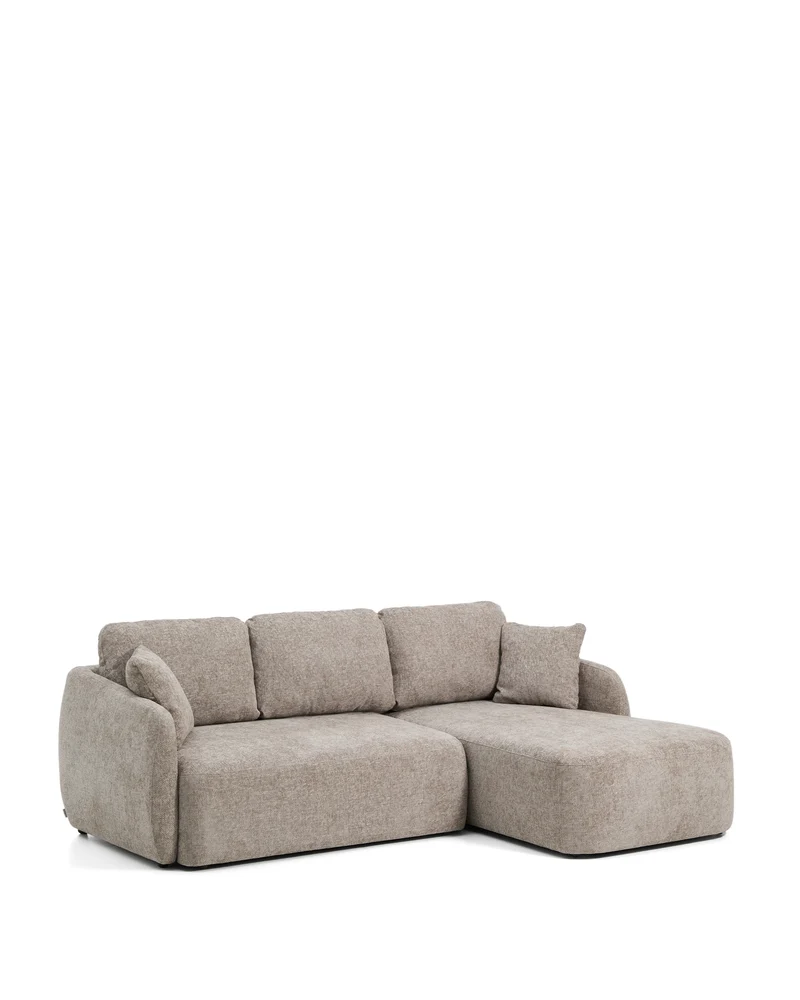 Laira 3-Seater Sofa Bed with Chaise Longue - Taupe Chenille