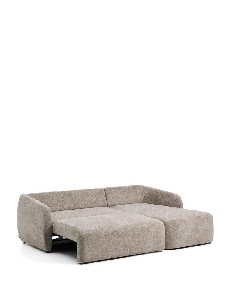 Laira 3-Seater Sofa Bed with Chaise Longue - Taupe Chenille