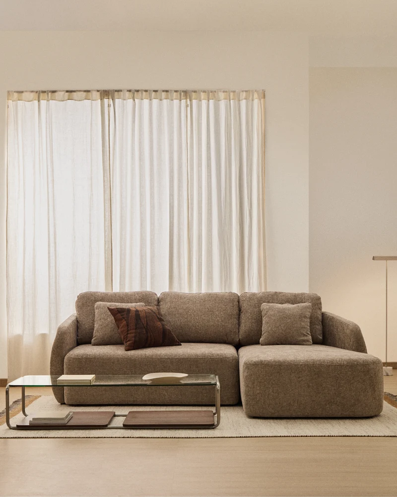 Laira 3-Seater Sofa Bed with Chaise Longue - Taupe Chenille