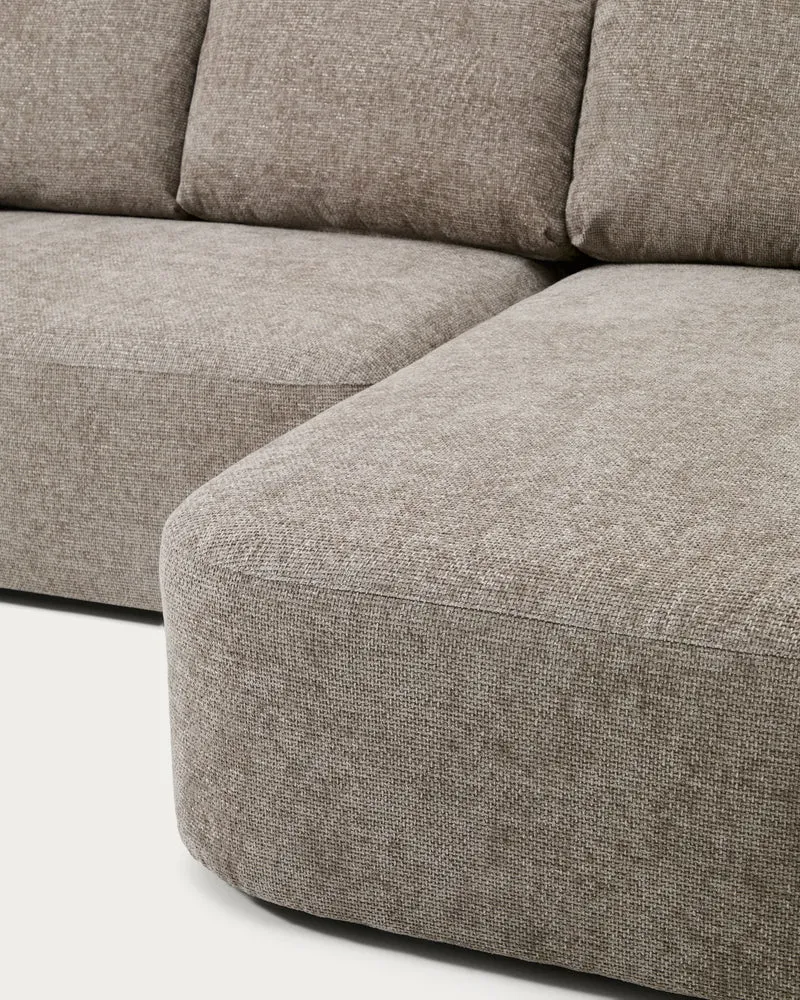 Laira 3-Seater Sofa Bed with Chaise Longue - Taupe Chenille