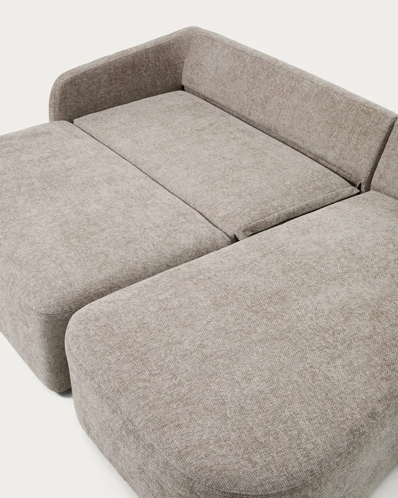 Laira 3-Seater Sofa Bed with Chaise Longue - Taupe Chenille