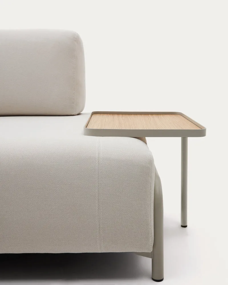 Large Compo tray in oak veneer with natural finish and beige metal structure