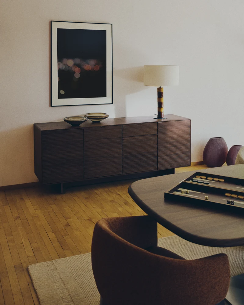 Norlen sideboard with 4 doors and 2 drawers in walnut veneer FSC Mix Credit 194,5 x 78cm