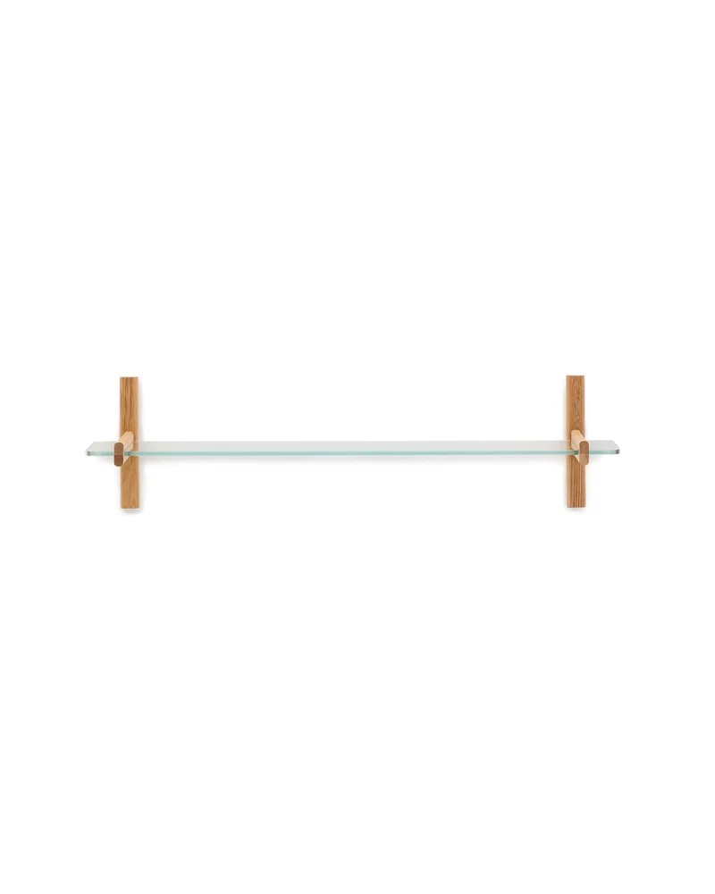 Sitra modular shelf, 1 glass shelf and FSC Mix Credit solid oak wood, 110 cm