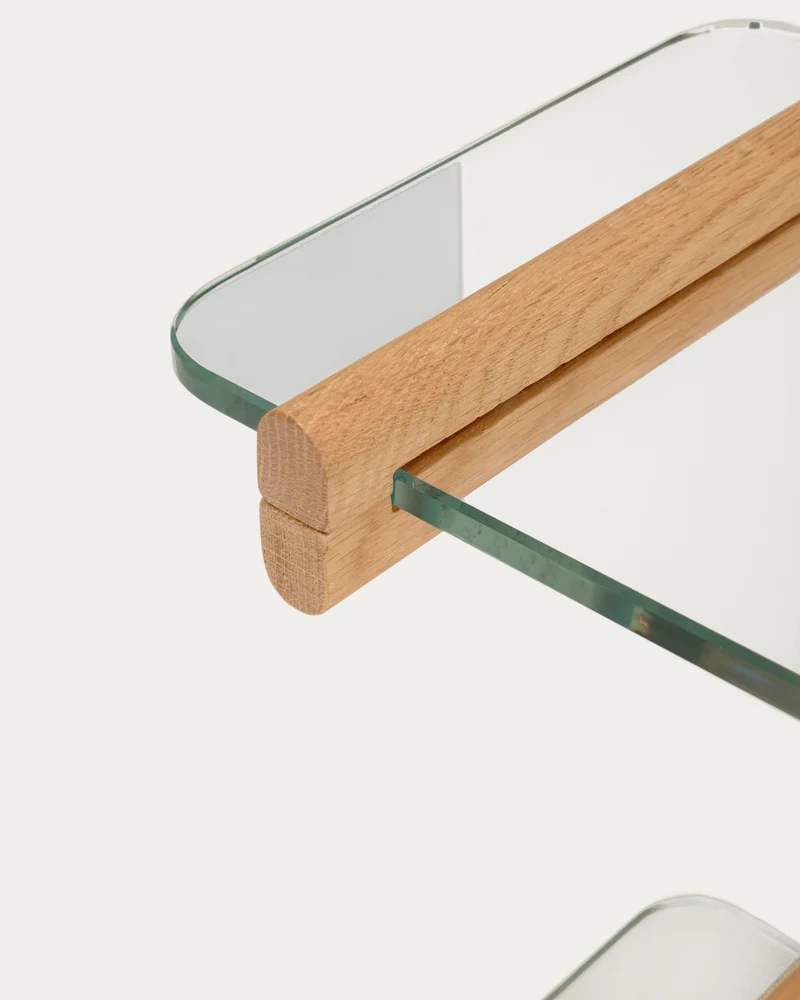 Sitra modular shelf, 1 glass shelf and FSC Mix Credit solid oak wood, 110 cm