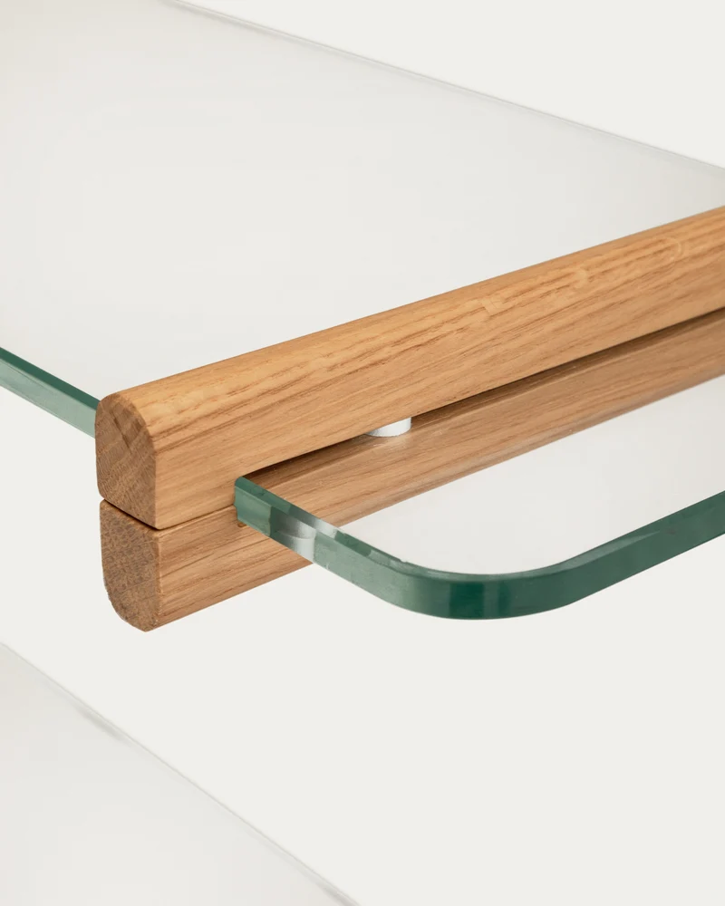 Sitra modular shelf, 3 glass shelves and FSC Mix Credit solid oak wood, 110 cm