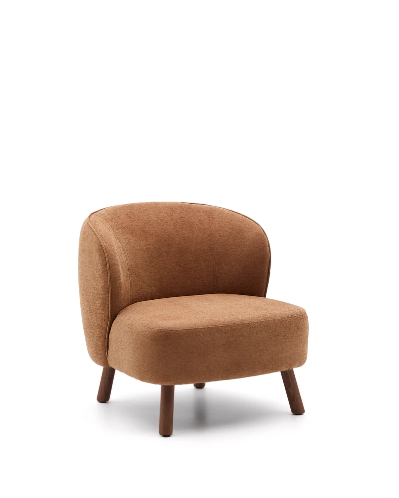 Ulit armchair in terracotta with walnut finish leg