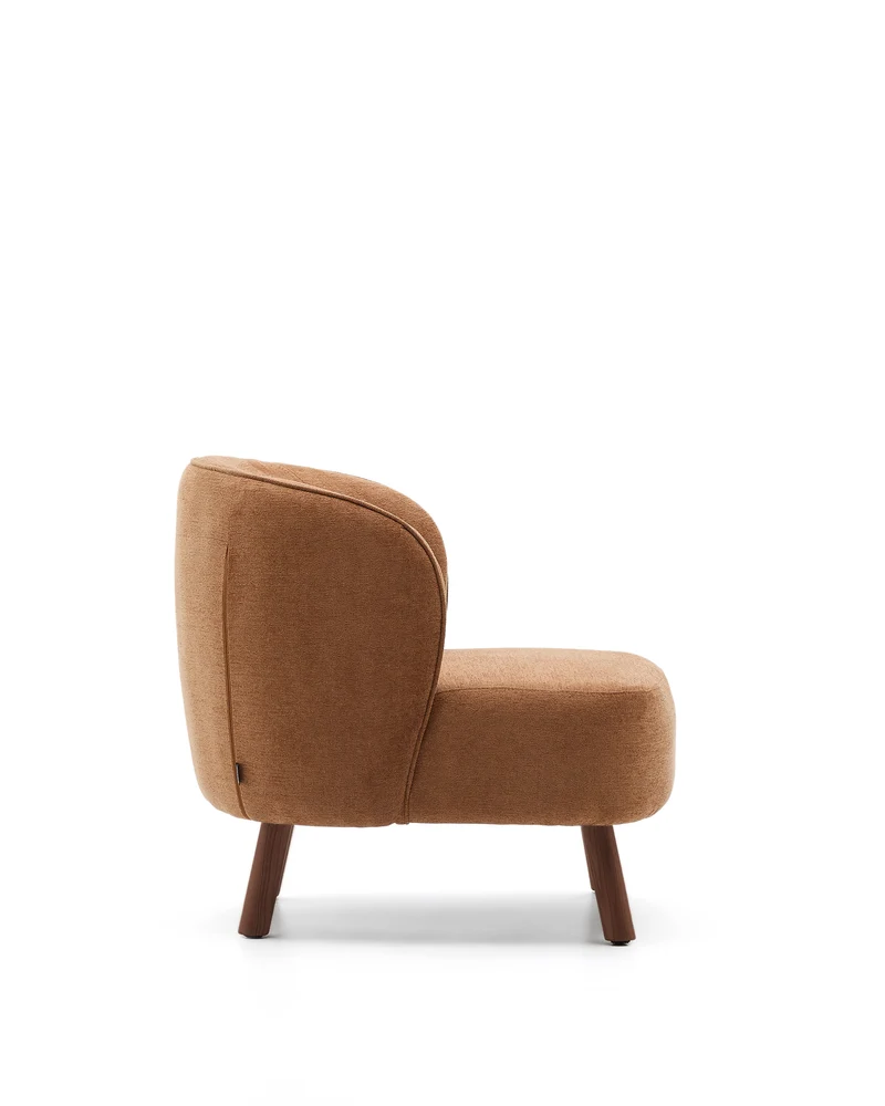 Ulit armchair in terracotta with walnut finish leg