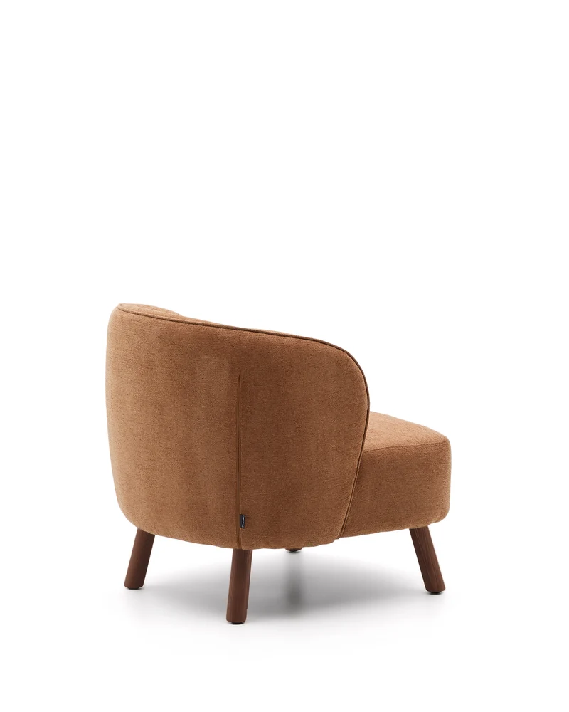 Ulit armchair in terracotta with walnut finish leg