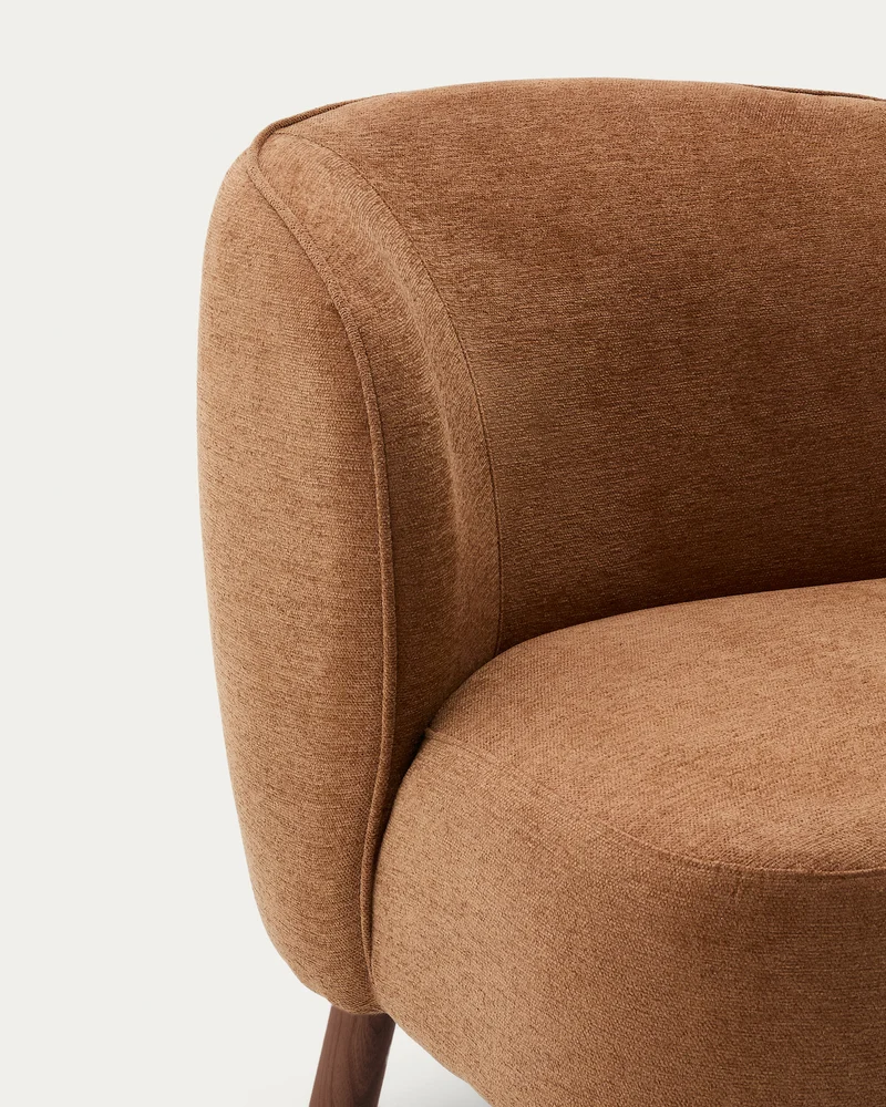 Ulit armchair in terracotta with walnut finish leg