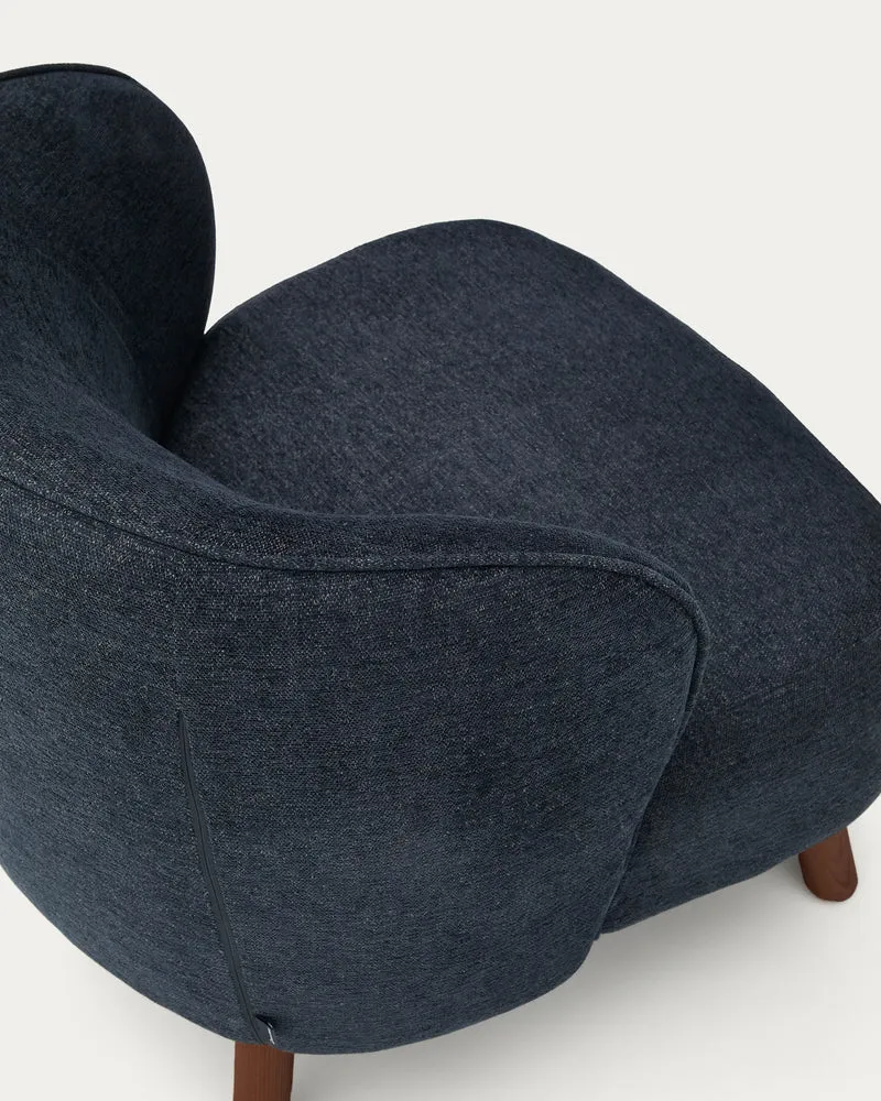 Ulit armchair in blue-grey walnut finish legs