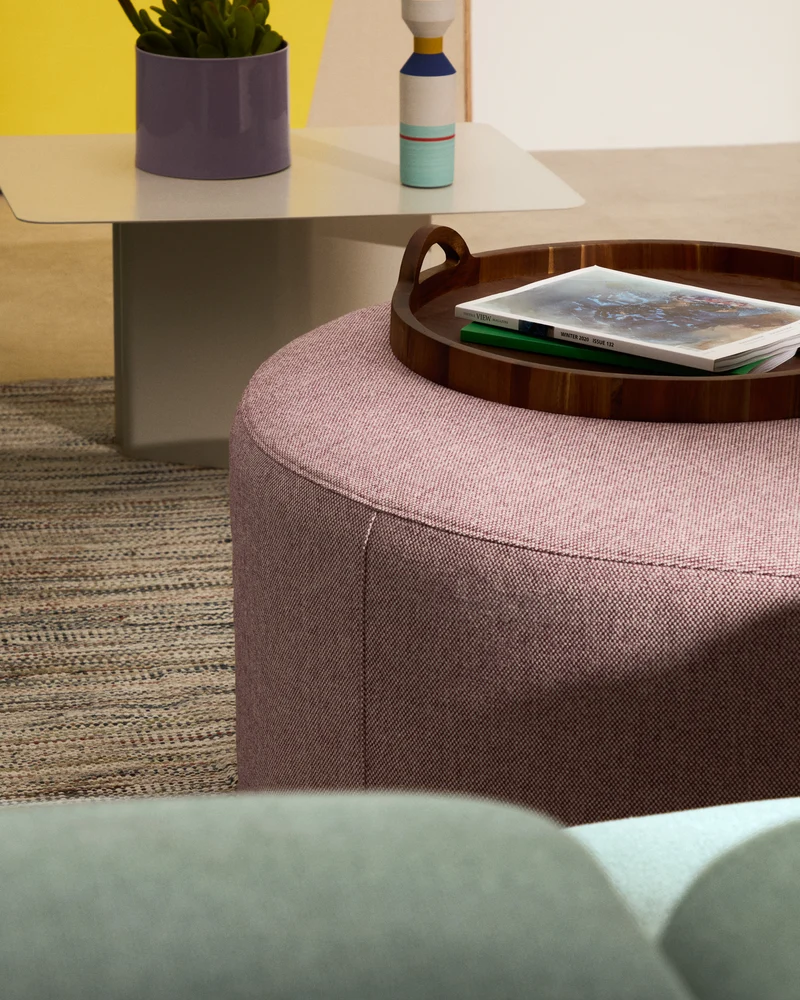 Kaeli purple footrest with removable cover Ø90cm