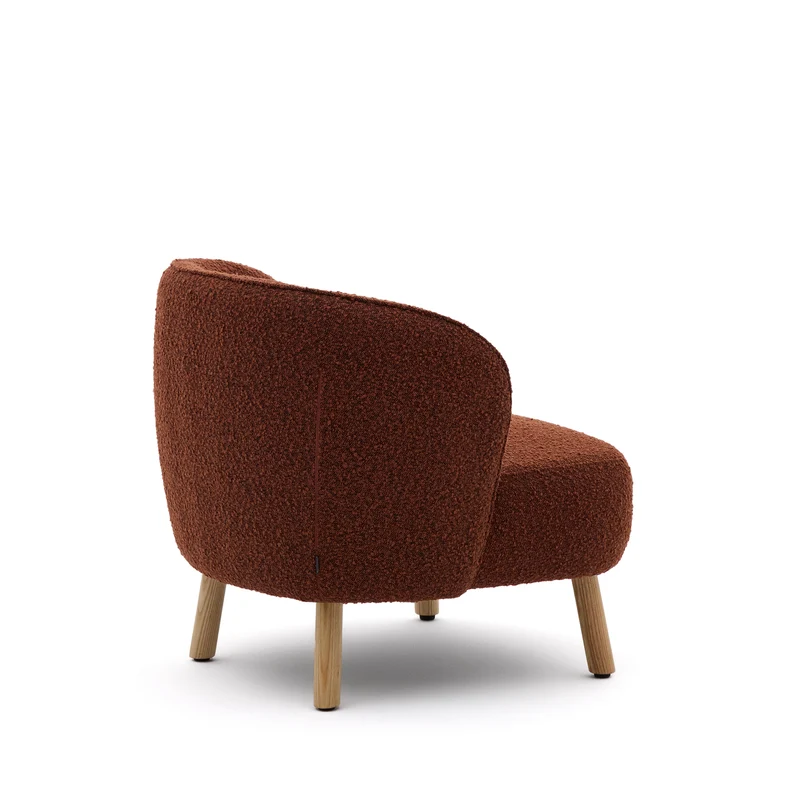 Ulit armchair in terracotta bouclé natural finish legs