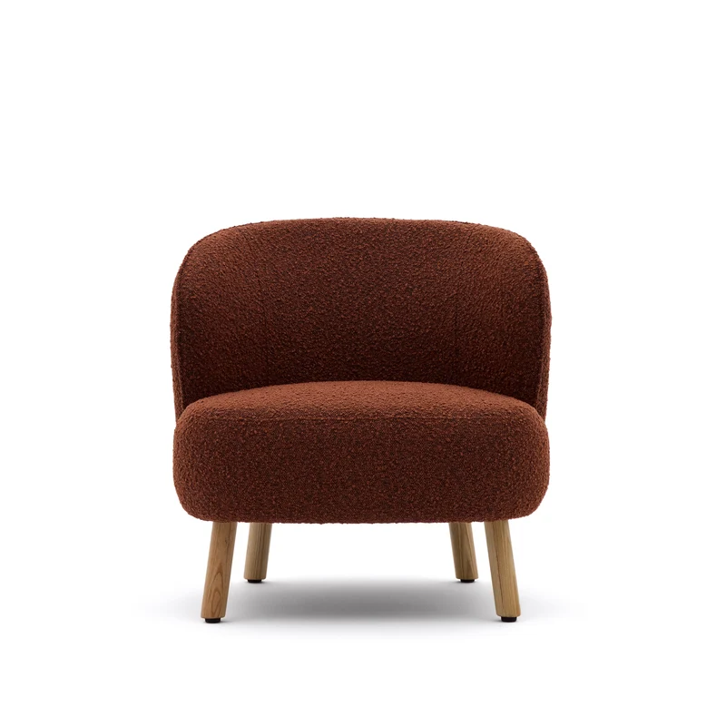 Ulit armchair in terracotta bouclé natural finish legs