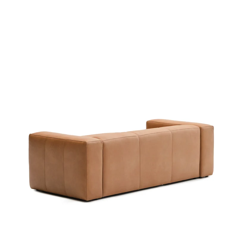 Blok 2-seater with Chaise Longue - Brown Leather