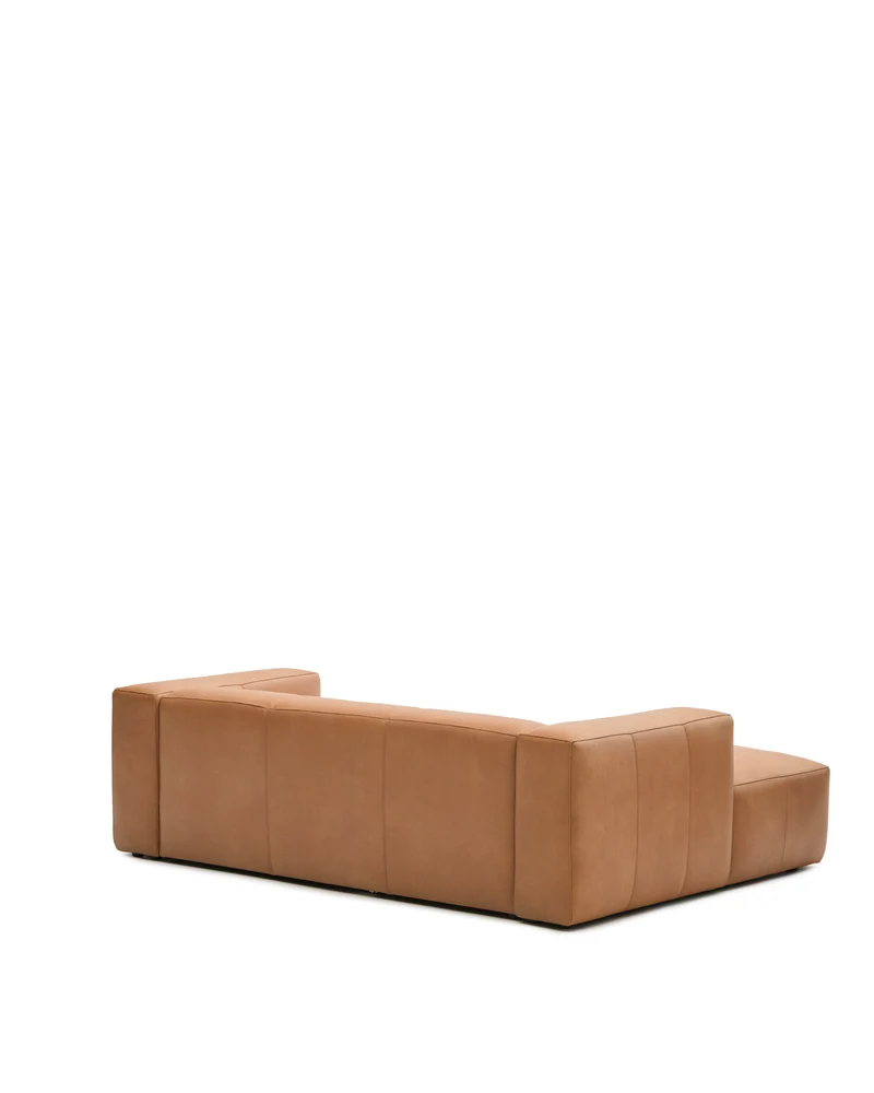 Blok 2-seater with Chaise Longue - Brown Leather