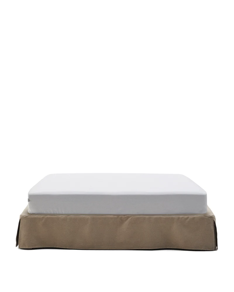 Jaira Bed Base with Removable Cover - Taupe Linen & Cotton