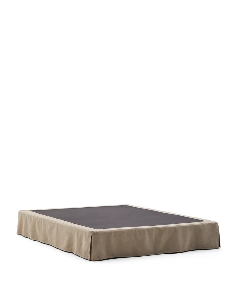 Jaira Bed Base with Removable Cover - Taupe Linen & Cotton