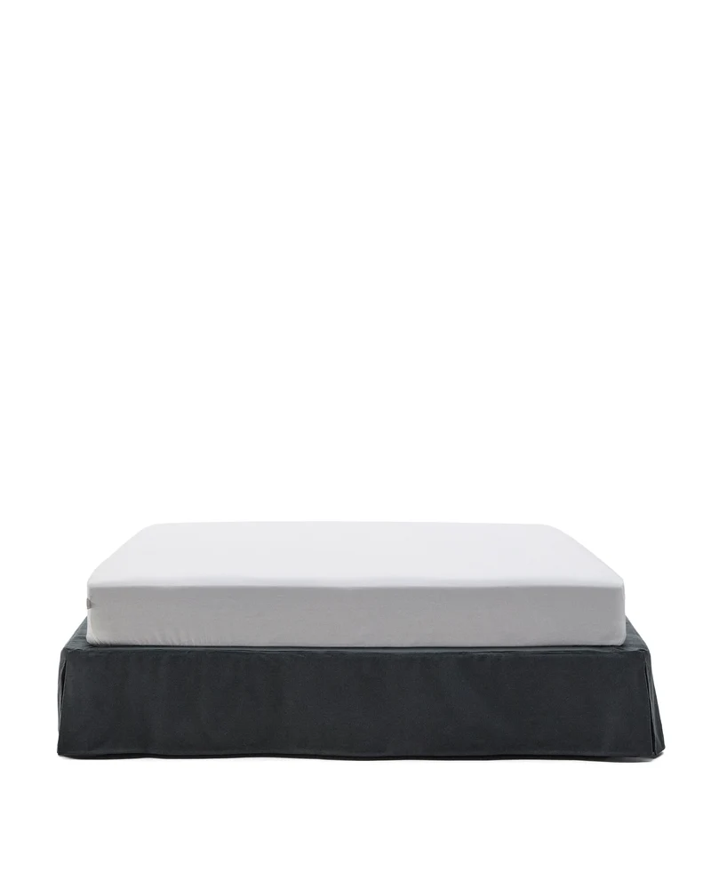 Jaira Bed Base with Removable Cover - Anthracite Grey Linen & Cotton