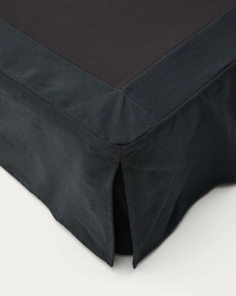 Jaira Bed Base with Removable Cover - Anthracite Grey Linen & Cotton