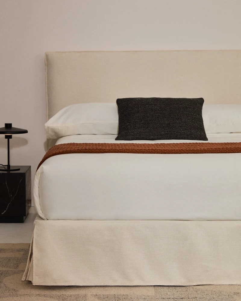Jaira Headboard with Removable Cover - White Chenille