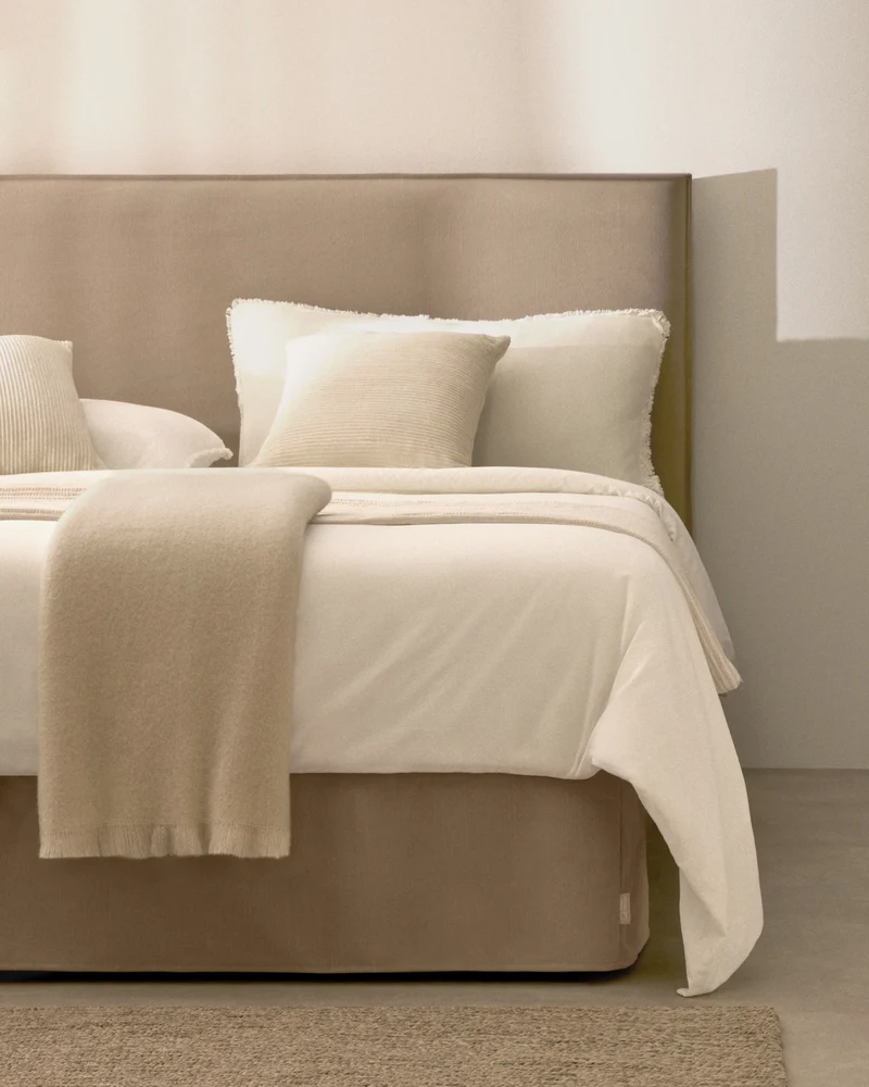 Jaira Headboard with Removable Cover - Taupe Linen blend