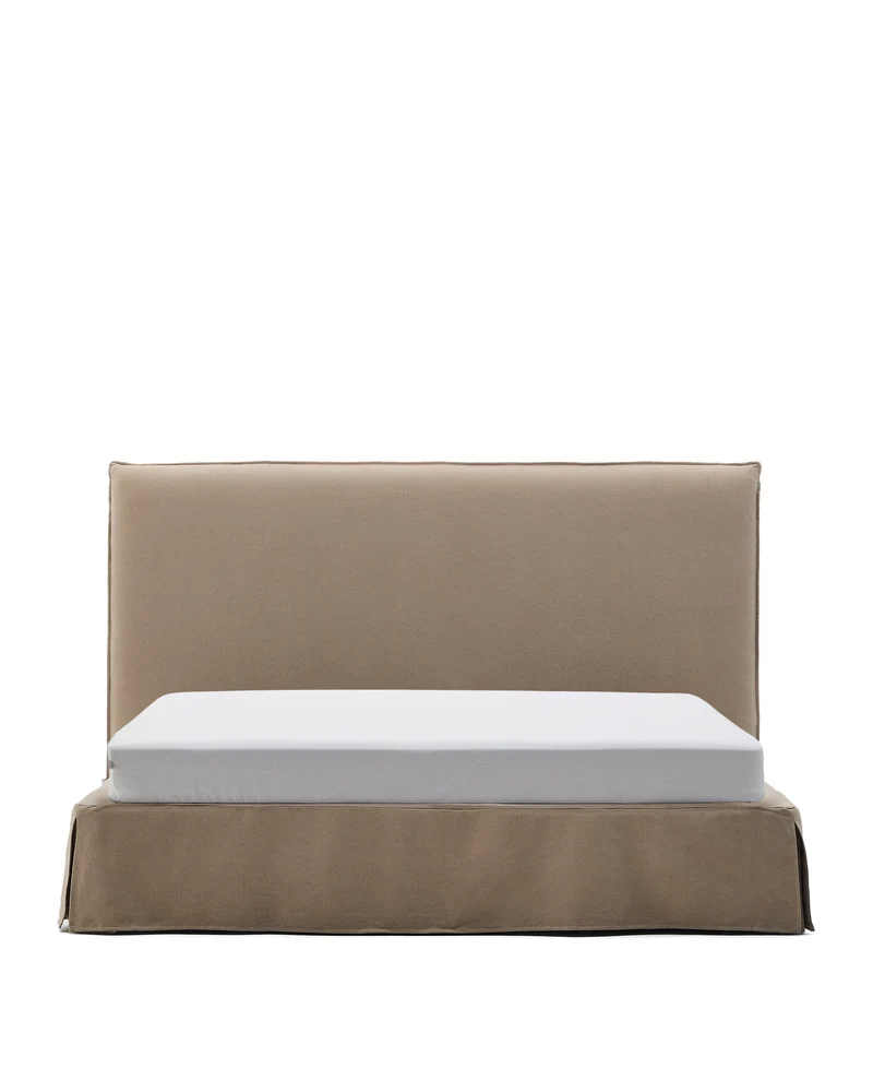 Jaira Bed with removable cover - Taupe Linen blend