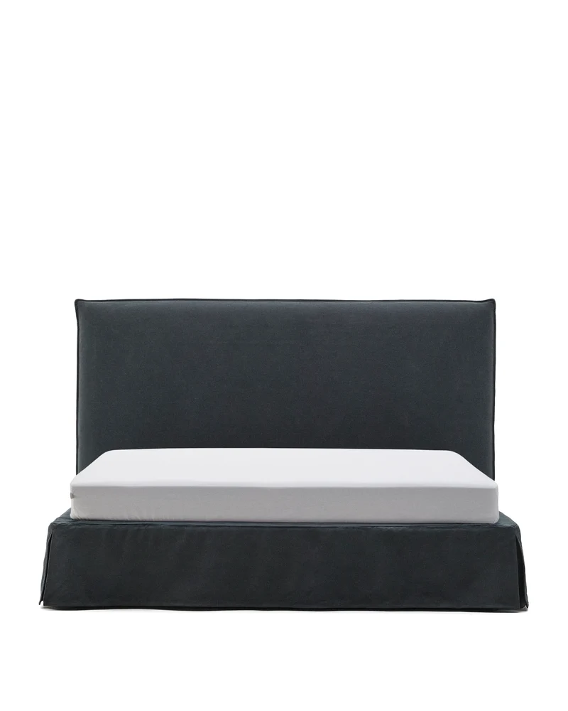 Jaira Bed with removable cover - Anthracite Grey Linen blend