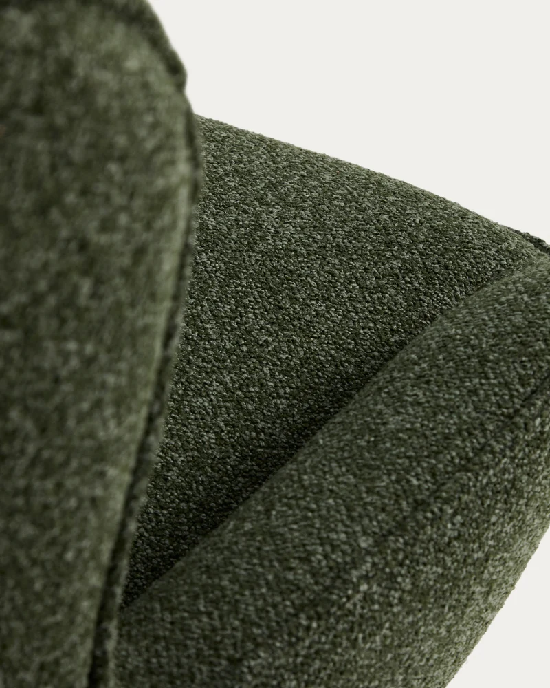 Sorile swivel armchair in dark green chenille and steel with black finish FSC 100%