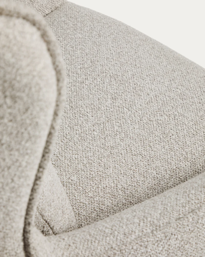 Sorile swivel armchair in beige chenille and steel with black finish FSC 100%