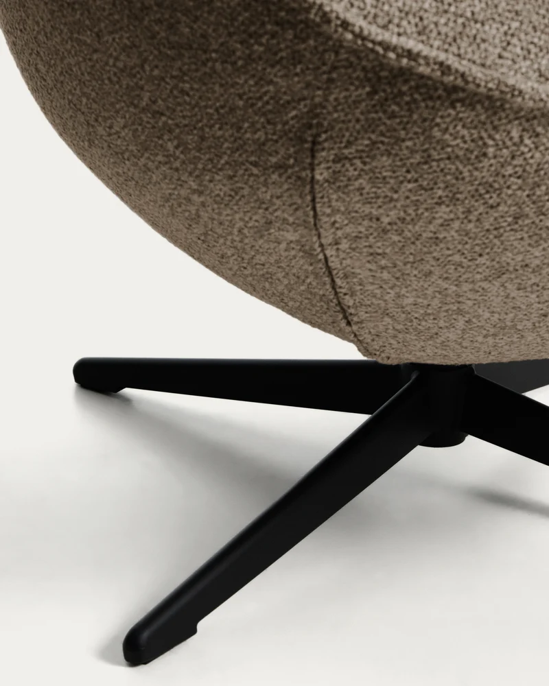 Sorile Swivel Armchair - Brown Chenille & Black Base