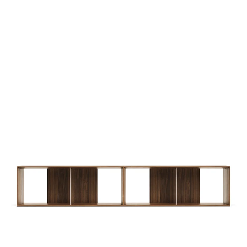 Litto set of 2 modular shelving units in walnut wood veneer, 101 x 76 cm