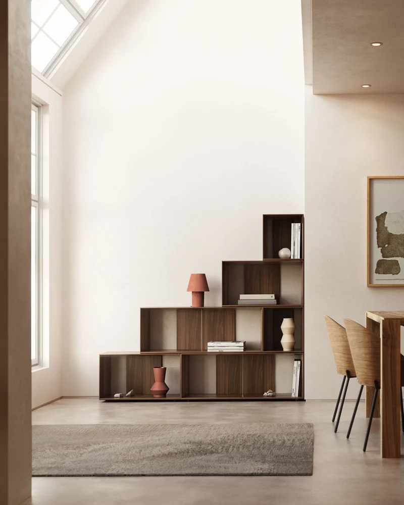 Litto medium shelf module in walnut veneer, 67 x 38 cm