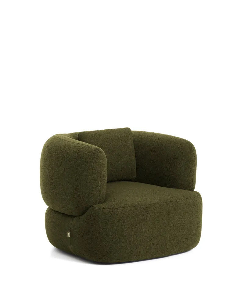 Martina Swivel Armchair - Dark Green Bouclé