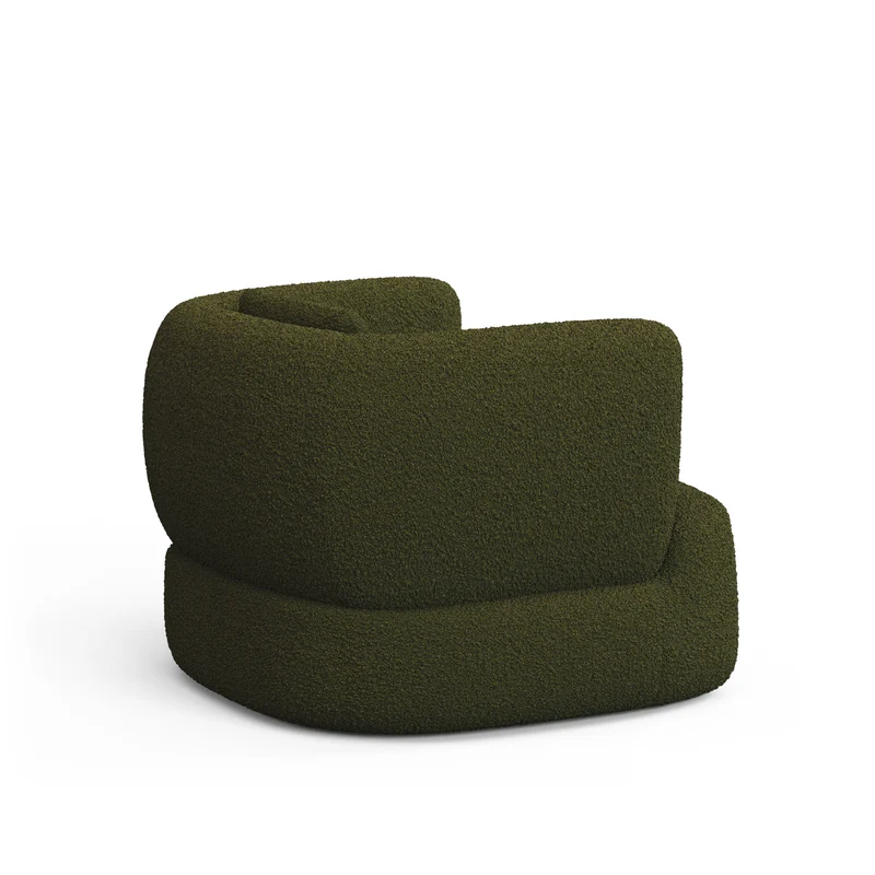 Martina Swivel Armchair - Dark Green Bouclé