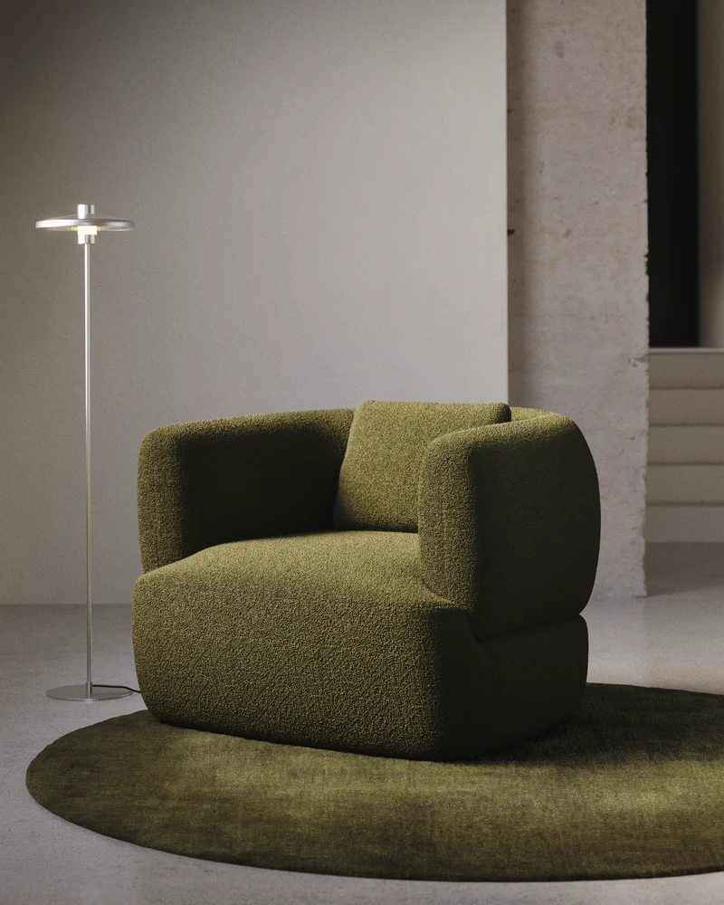 Martina Swivel Armchair - Dark Green Bouclé