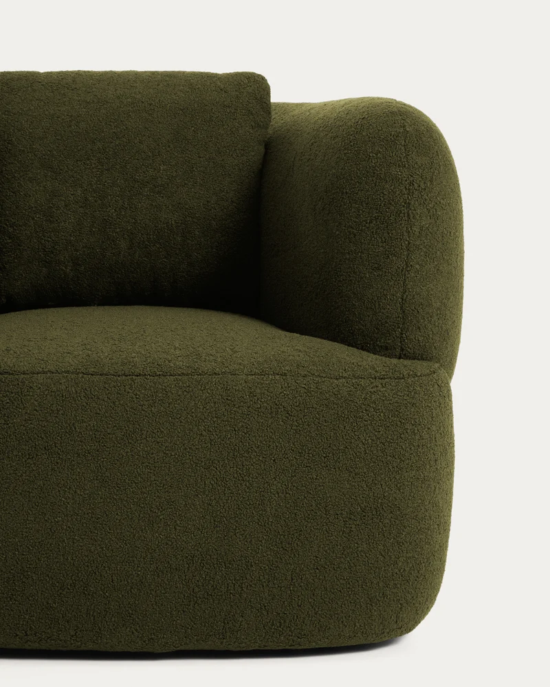 Martina Swivel Armchair - Dark Green Bouclé