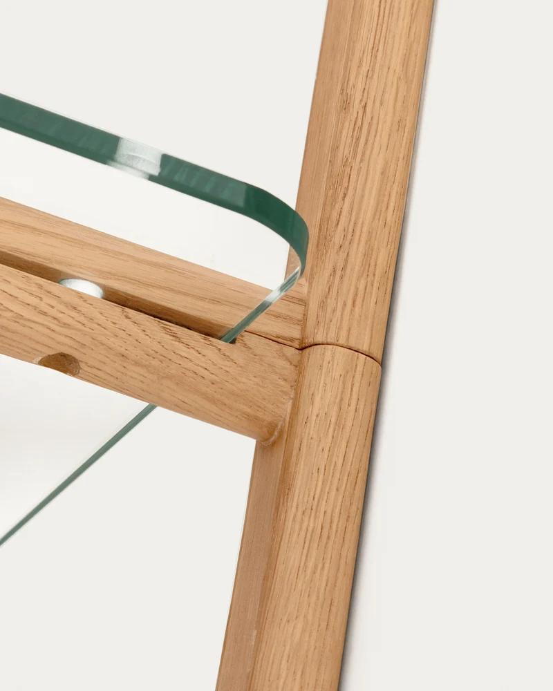 Sitra modular shelf, 6 glass shelves and FSC Mix Credit solid oak wood, 90 cm