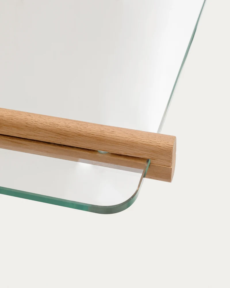 Sitra modular shelf, 6 glass shelves and FSC Mix Credit solid oak wood, 90 cm