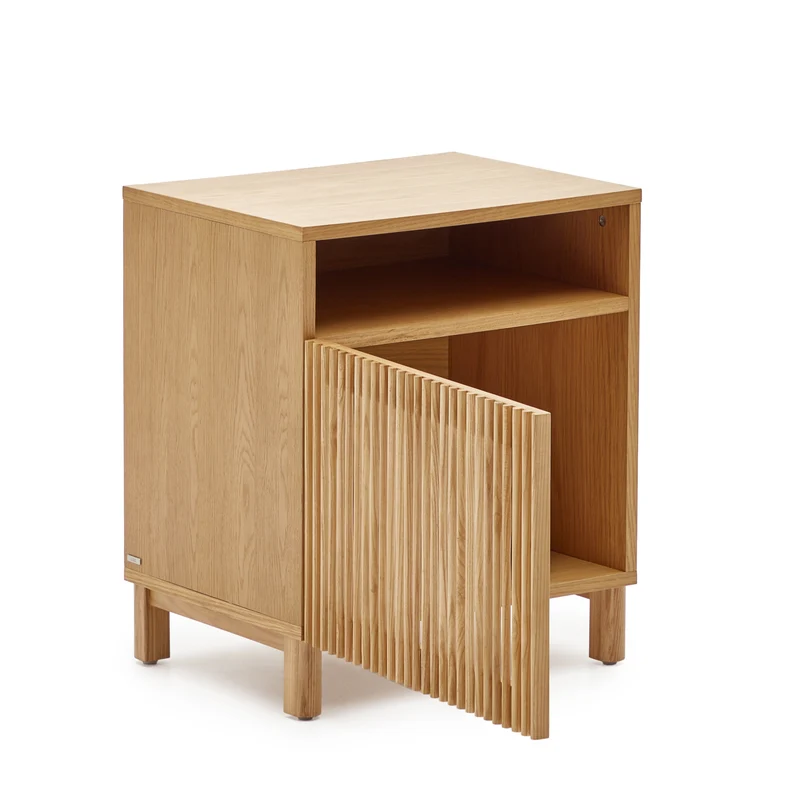 Beyla bedside table in solid ash wood and ash veneer 53 x 62 cm FSC 100%