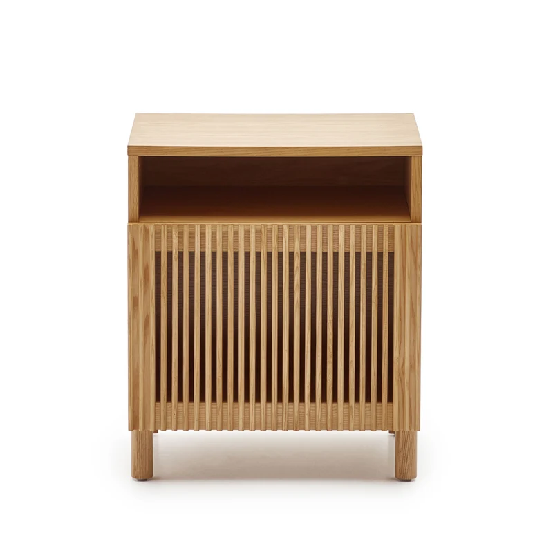 Beyla bedside table in solid ash wood and ash veneer 53 x 62 cm FSC 100%