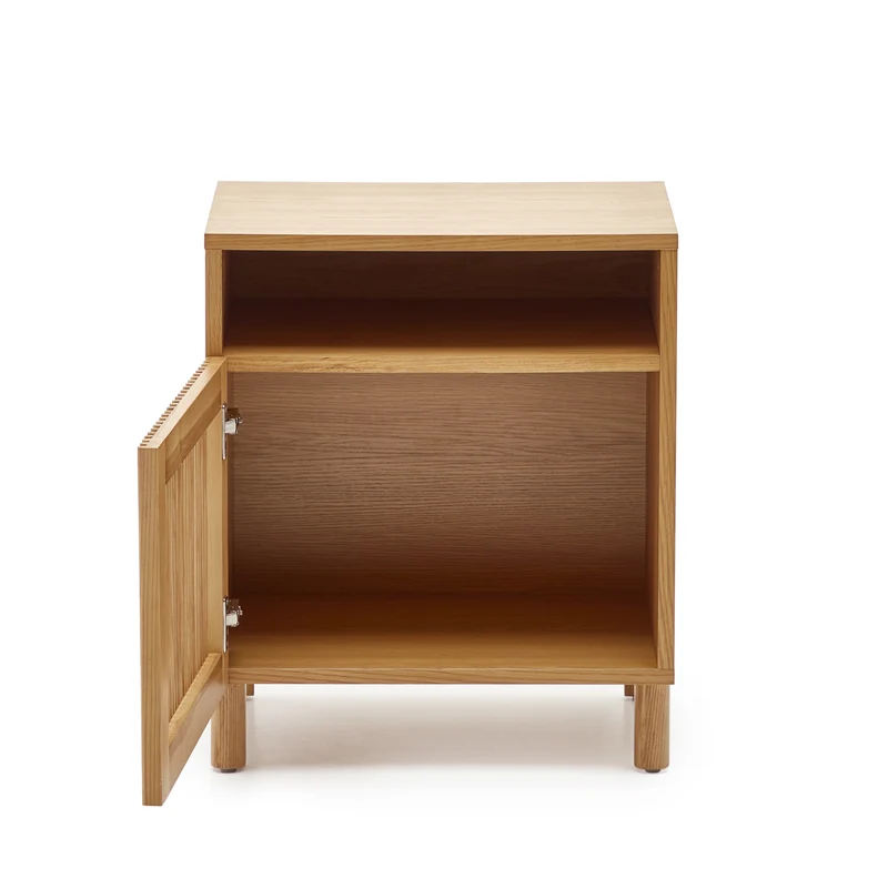 Beyla bedside table in solid ash wood and ash veneer 53 x 62 cm FSC 100%