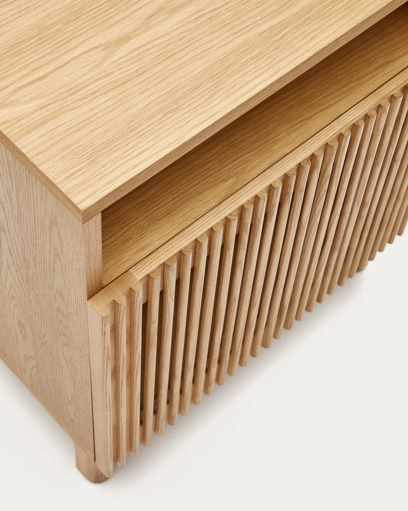 Beyla bedside table in solid ash wood and ash veneer 53 x 62 cm FSC 100%