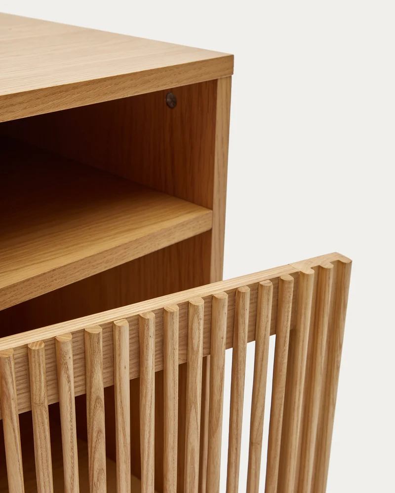 Beyla bedside table in solid ash wood and ash veneer 53 x 62 cm FSC 100%